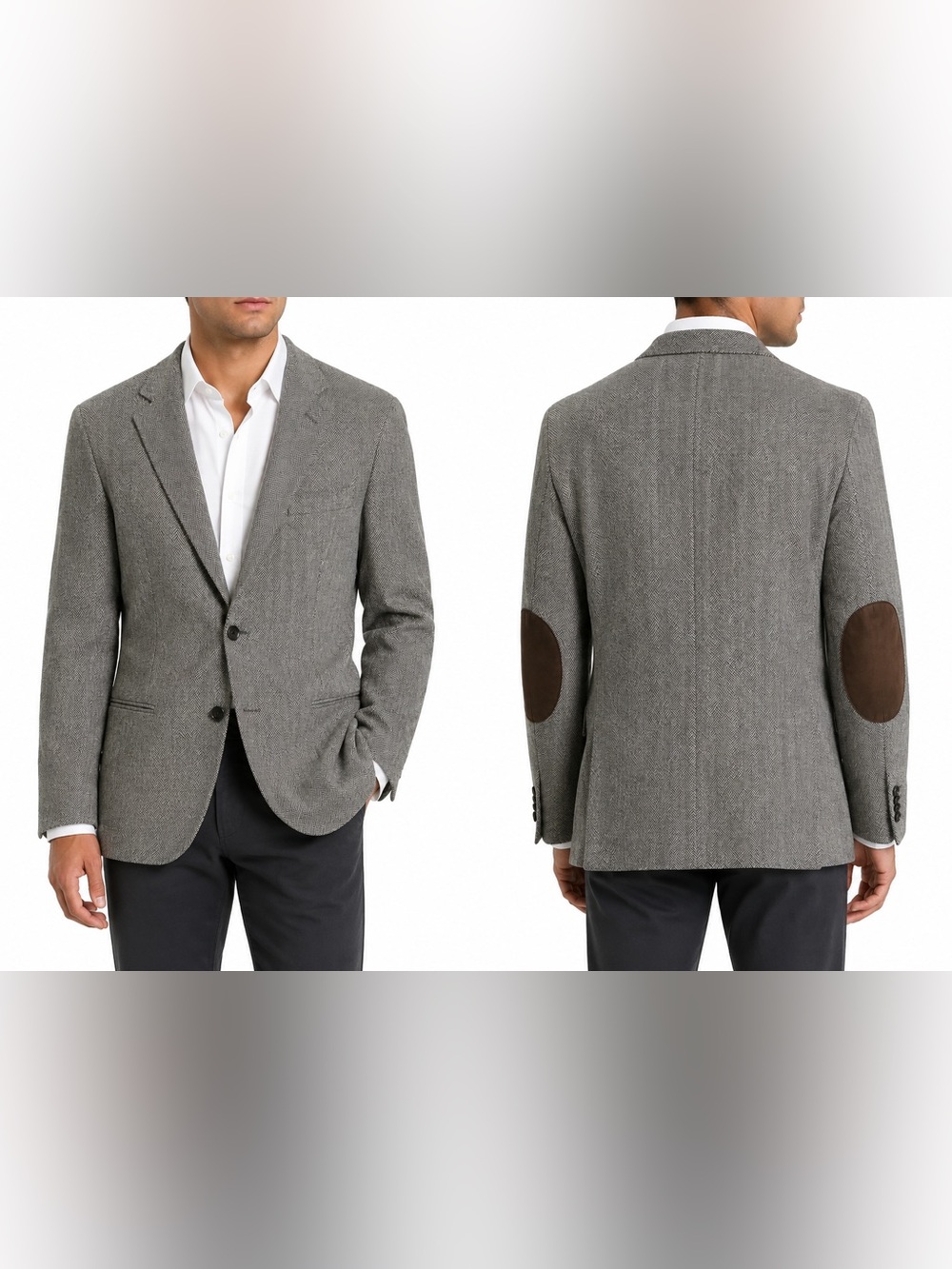 Vintage Lauren Ralph Lauren 100% Wool Herringbone Blazer 42S Suede Elbow Patch S